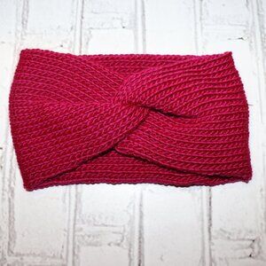 💗❄️ Twisted Knit Headband – Deep Pink · Handmade · One Size